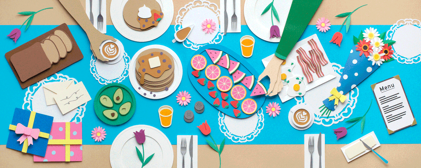 opentable animation  mothers day Food  breakfast brunch paper cut paper art paper craft stop motion