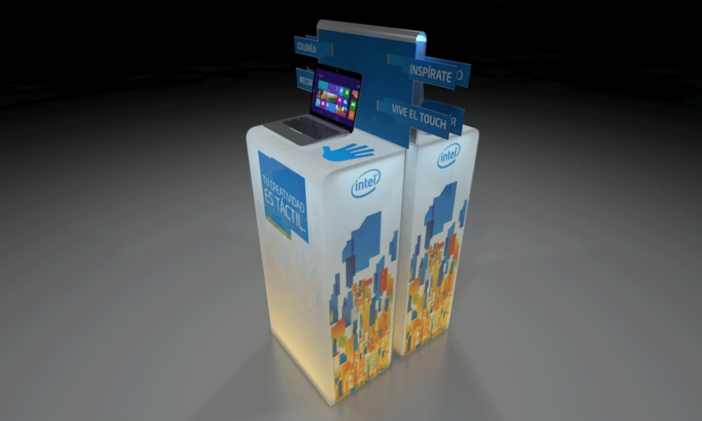 intel Intel inside Btl Exhibition Design  3dmax vray booth Stand photoshop industrial design 
