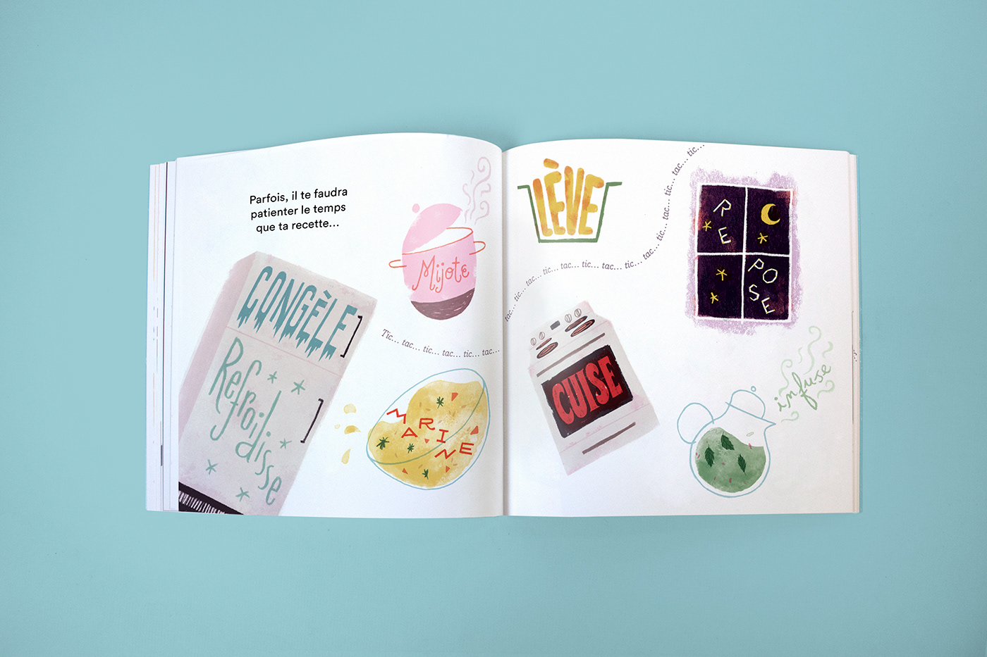 ILLUSTRATION  children book livre pour enfant Livre Jeunesse cuisine lettering typography   Typographie color Jeunesse