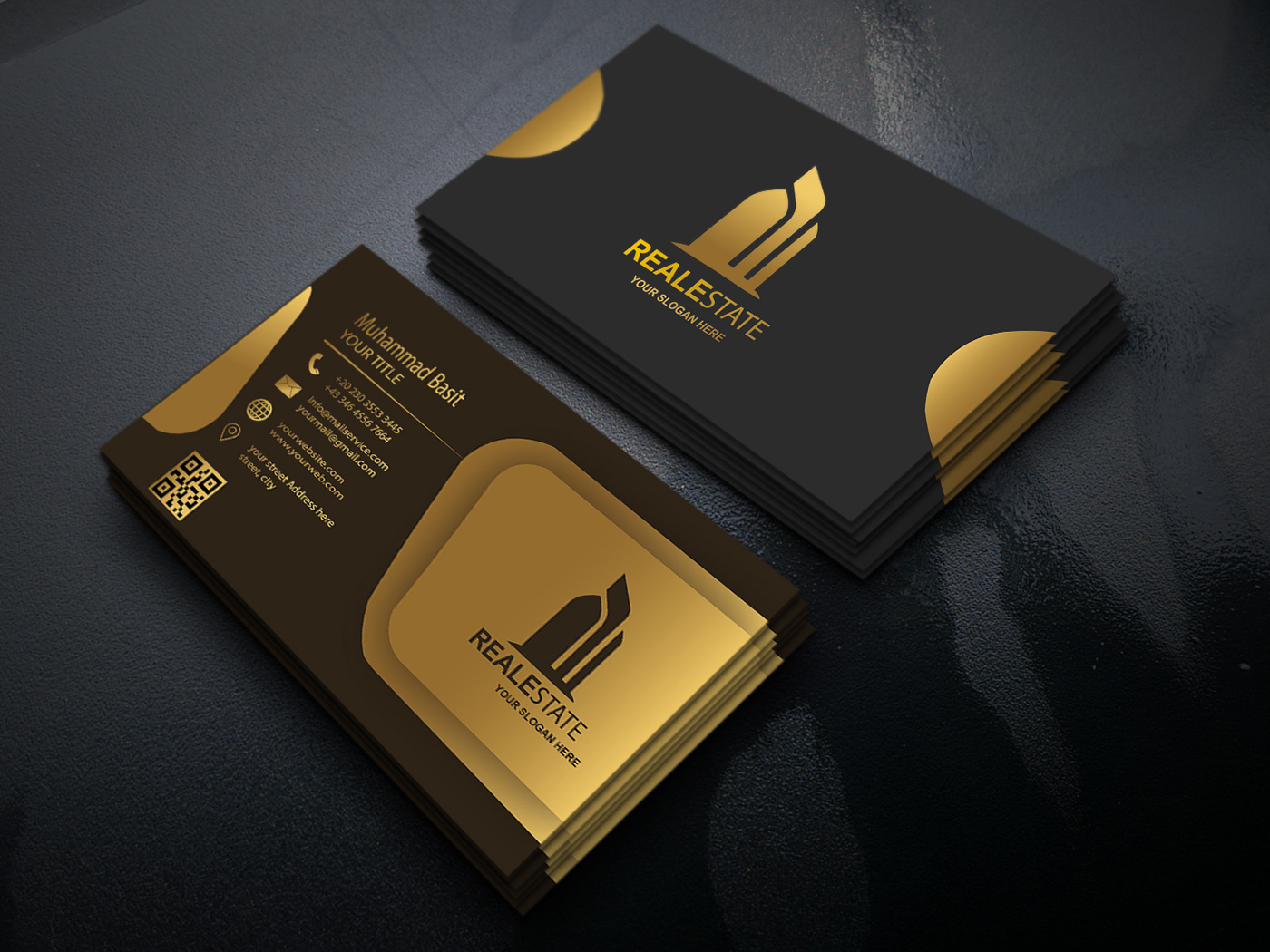 business cards business card luxury design realestate Fast food gold red yellow