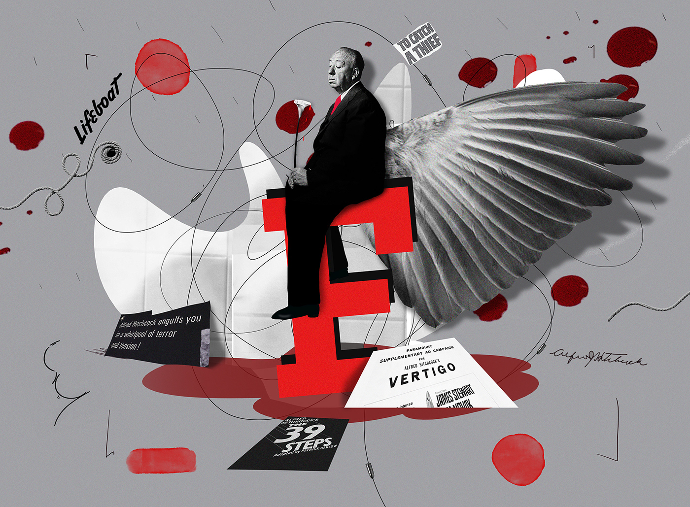 abstract alfred hitchcock art collage editorial ILLUSTRATION  movie Project typography   visual art