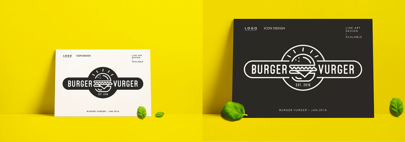 branding  visual identity burger Fast food modern minimal line art logo Logo Design fast food packaging
