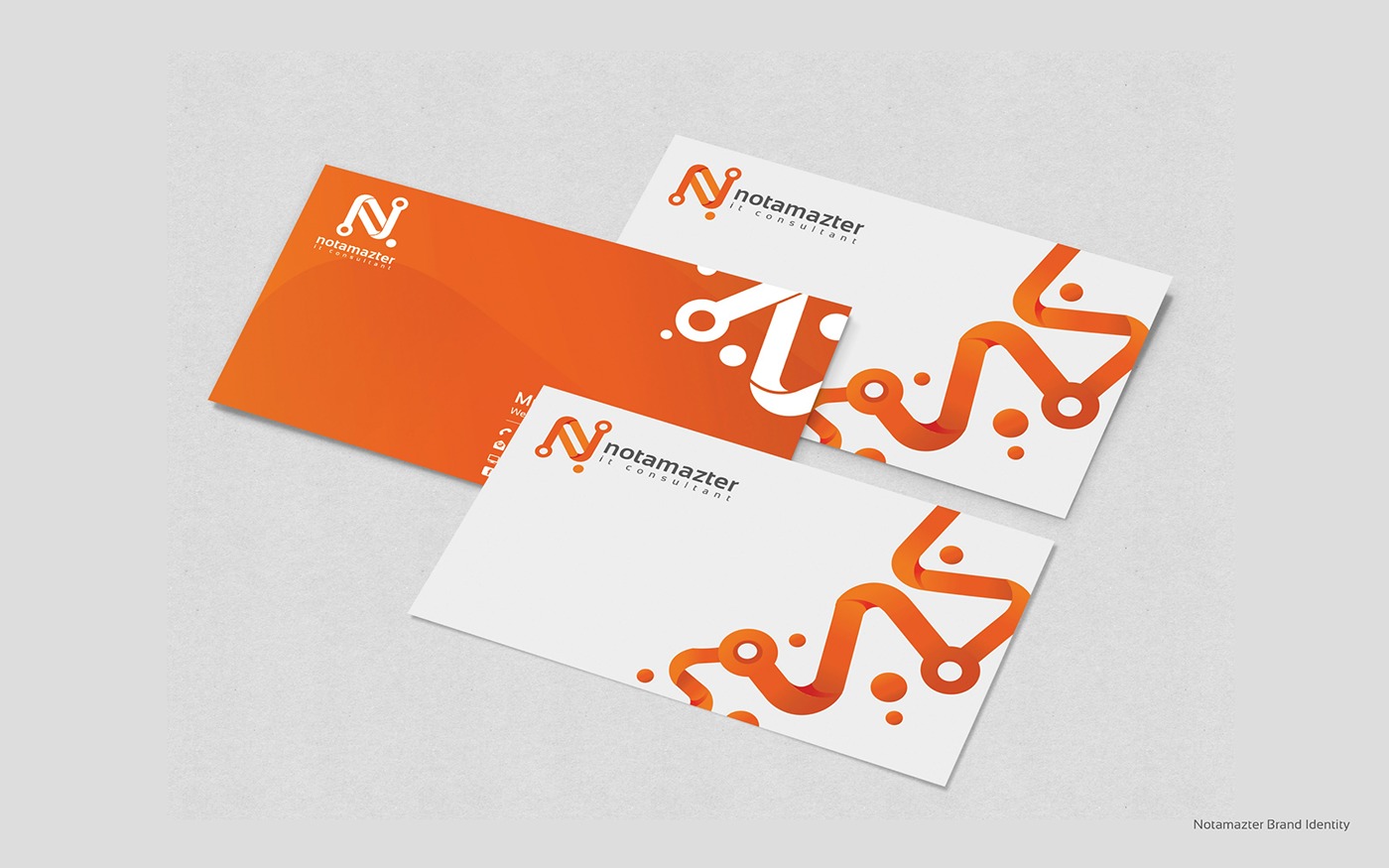 IT Consultant software engineer orange logo identity particles circuits IT consultant