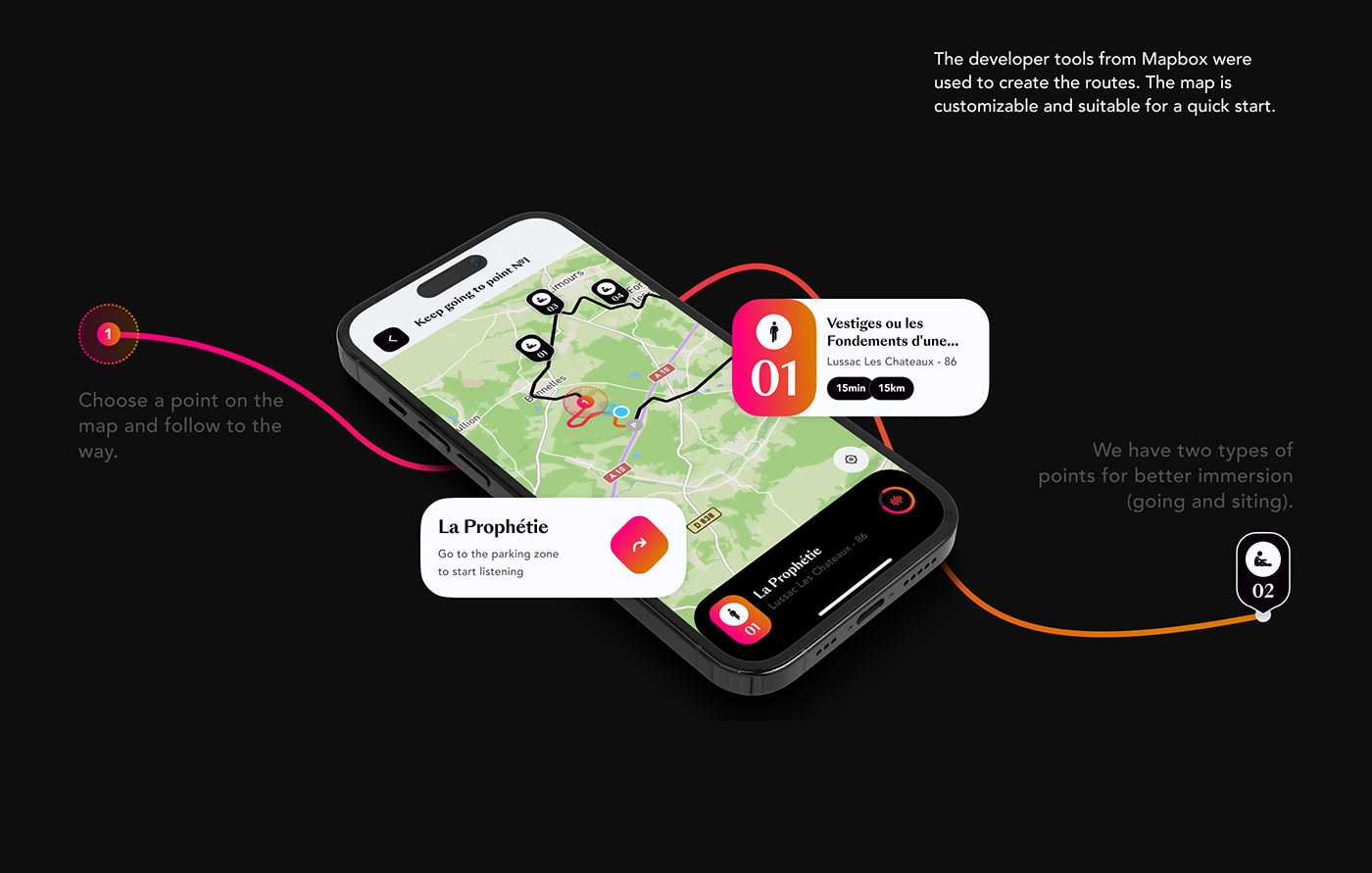 app design application audioguide Digital product design Mobile app music player app travel guide user experience user interface user interface design