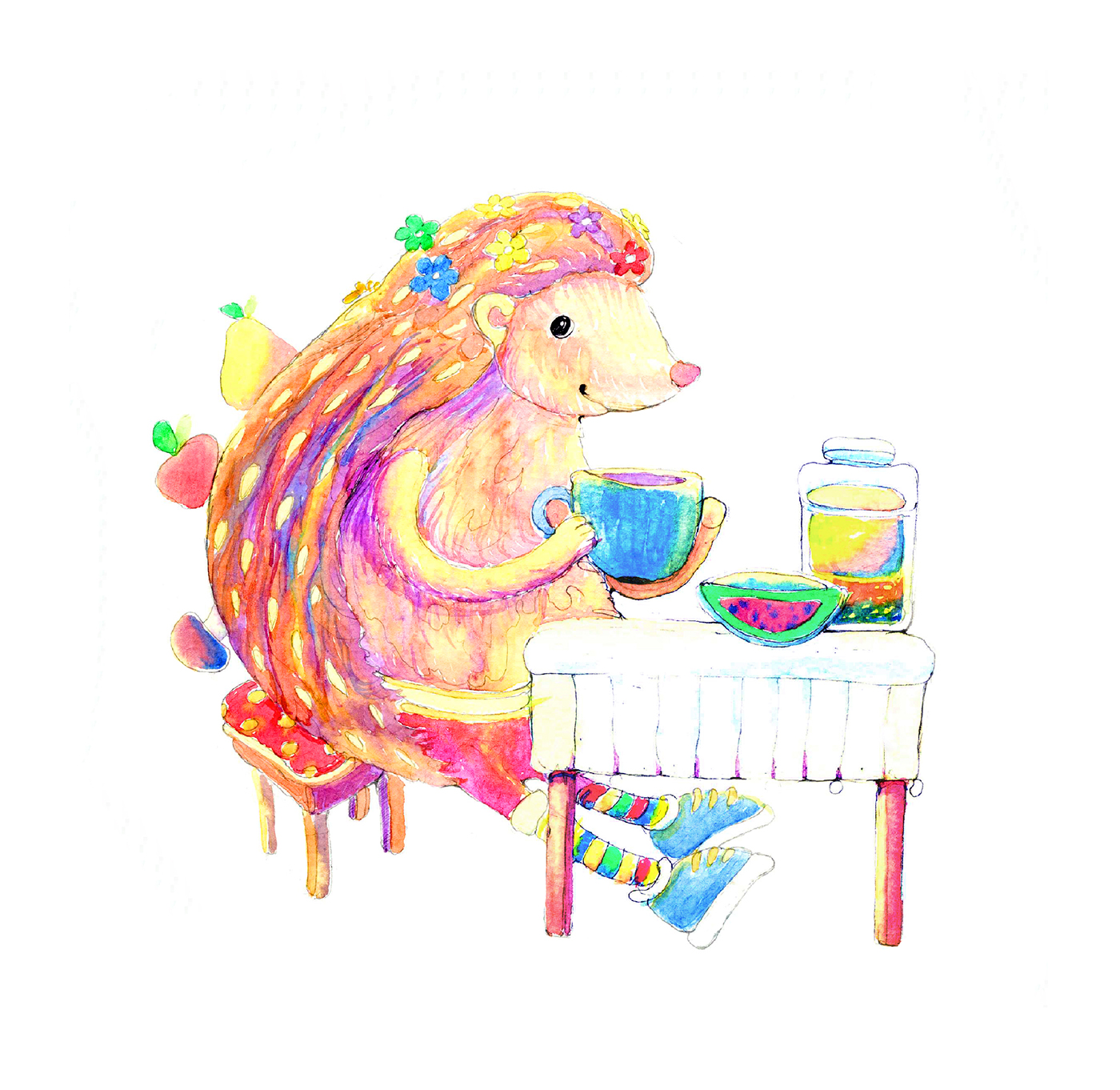 watercolor children book Picture book animal illustration animal colorful whimsical book illustration painting   Character design 