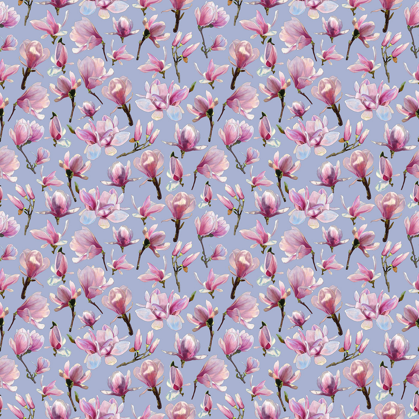 magnolia pattern digital illustration pink seamless
