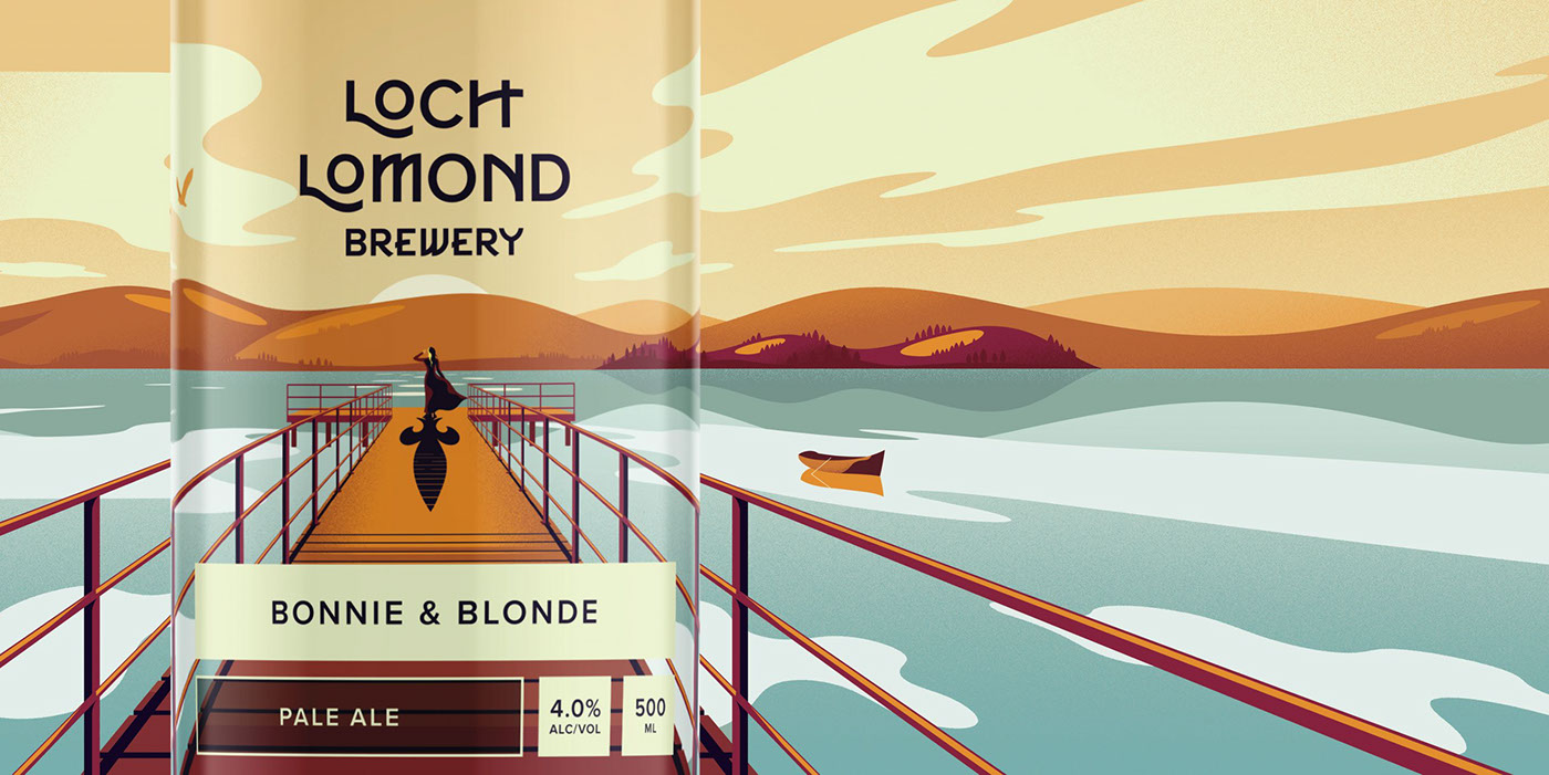Packaging beer ILLUSTRATION  craft brewery Landscape scotland Bottle Labels Can Design loch lomond scottish illustrator