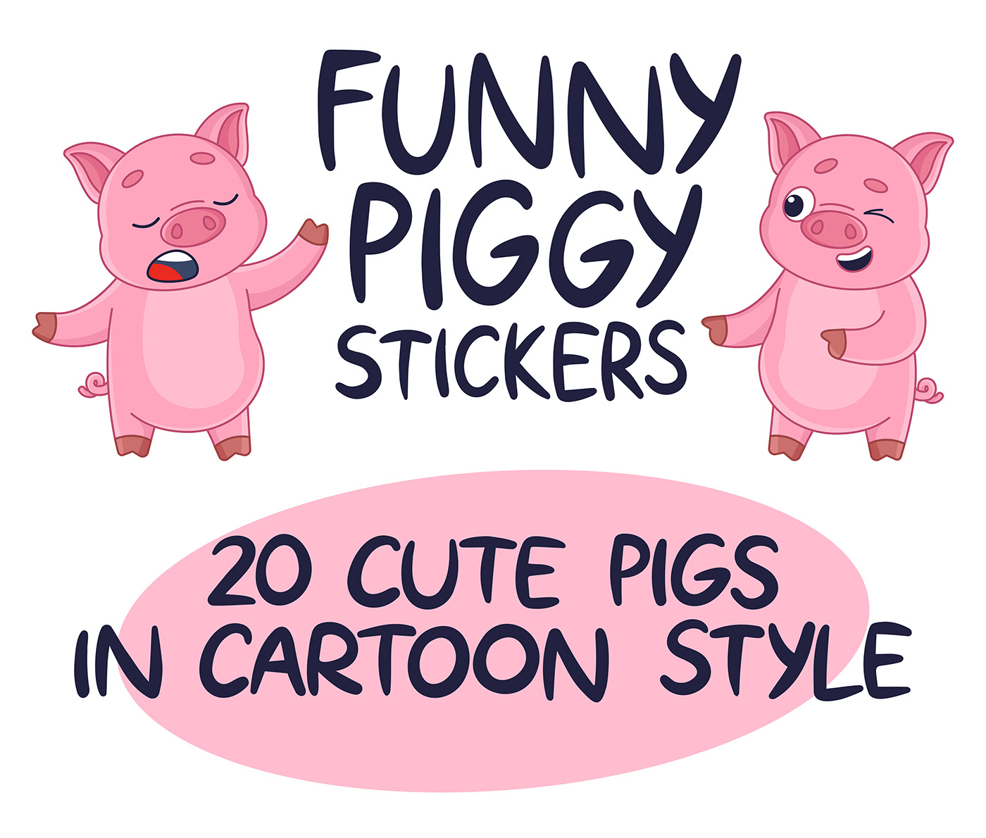 adobe illustrator animal cartoon Character design  cute pig sticker vector vector art Vector Illustration