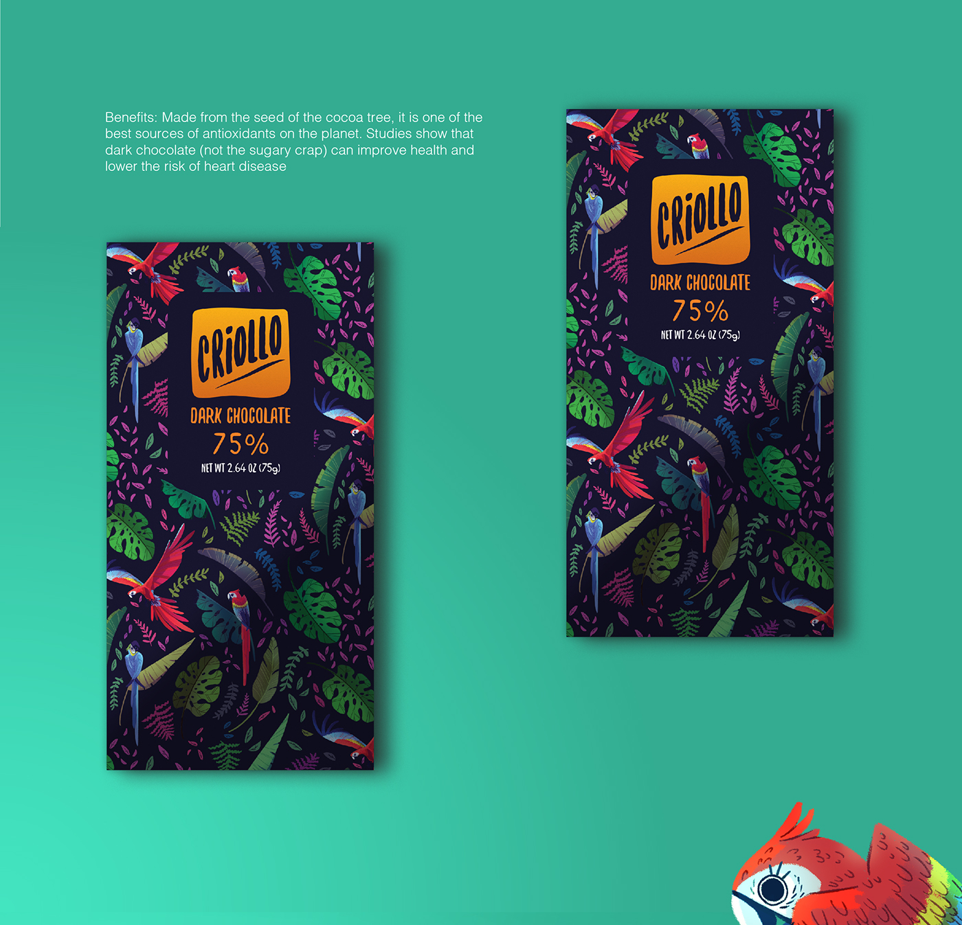 chocolate Packaging Layout macaw parrot birds pattern pattern design  venezuela Tropical