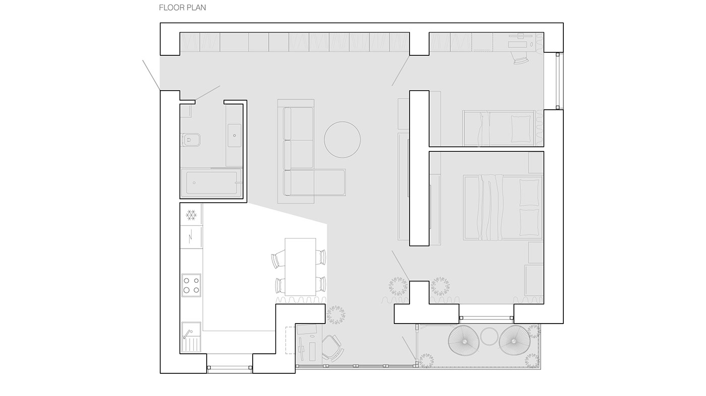 apartment dark interior design  kitchen kitchen design Minimalism modern interior Tree  visualization White
