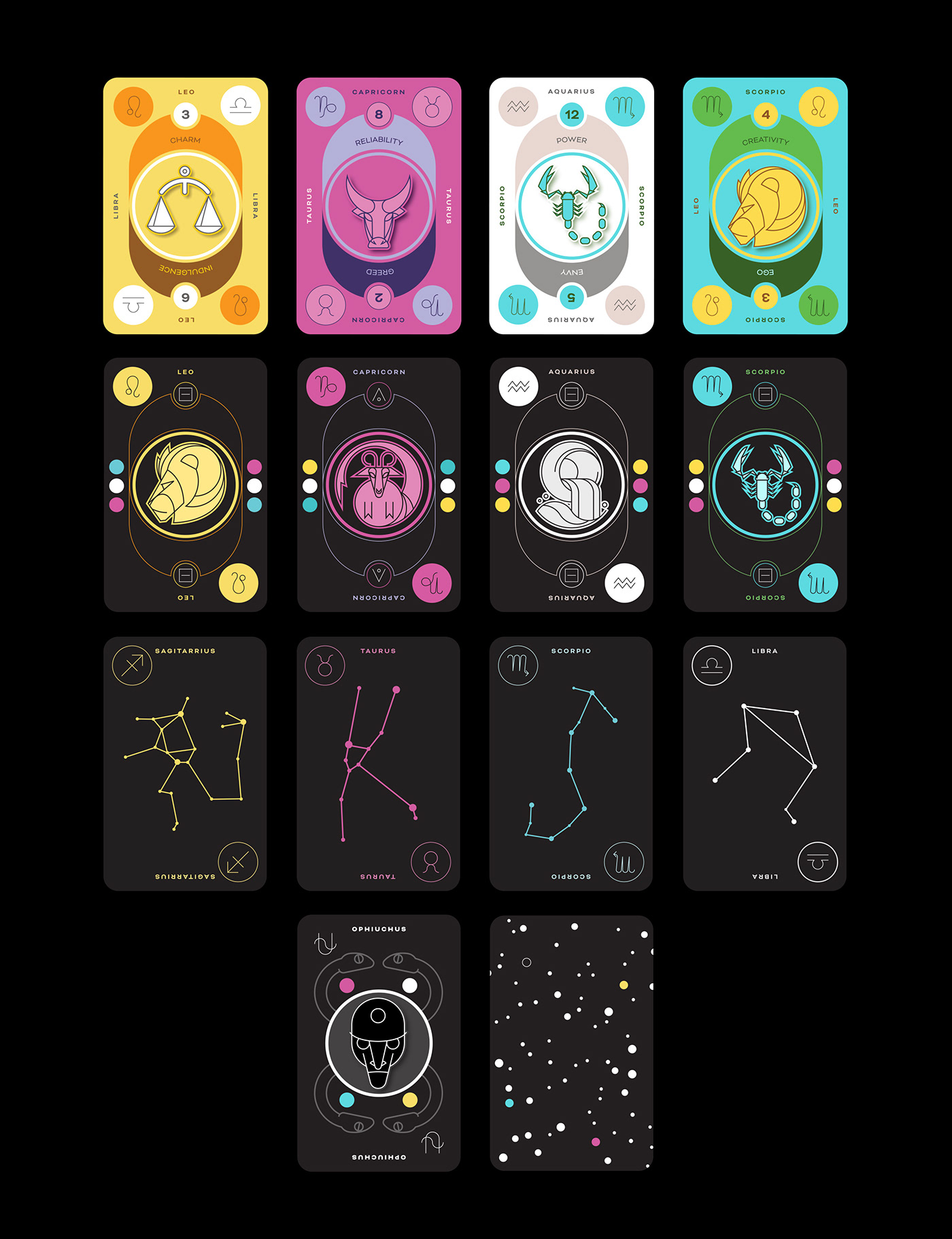 board game card card design card game deck Playing Cards print design  zodiac zodiac signs
