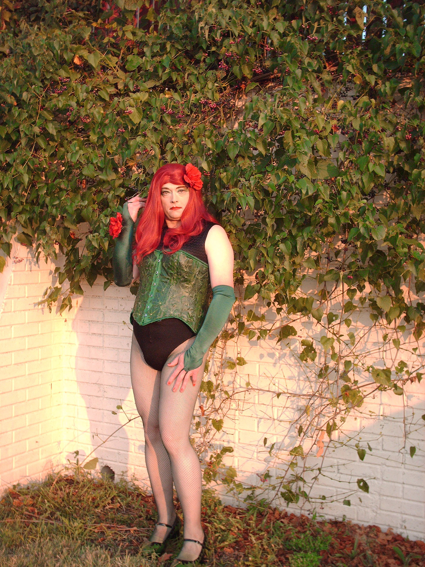 poisonivy batman Dc Comics brickwall redhead fishnets Cosplay costume genderbent crossplay