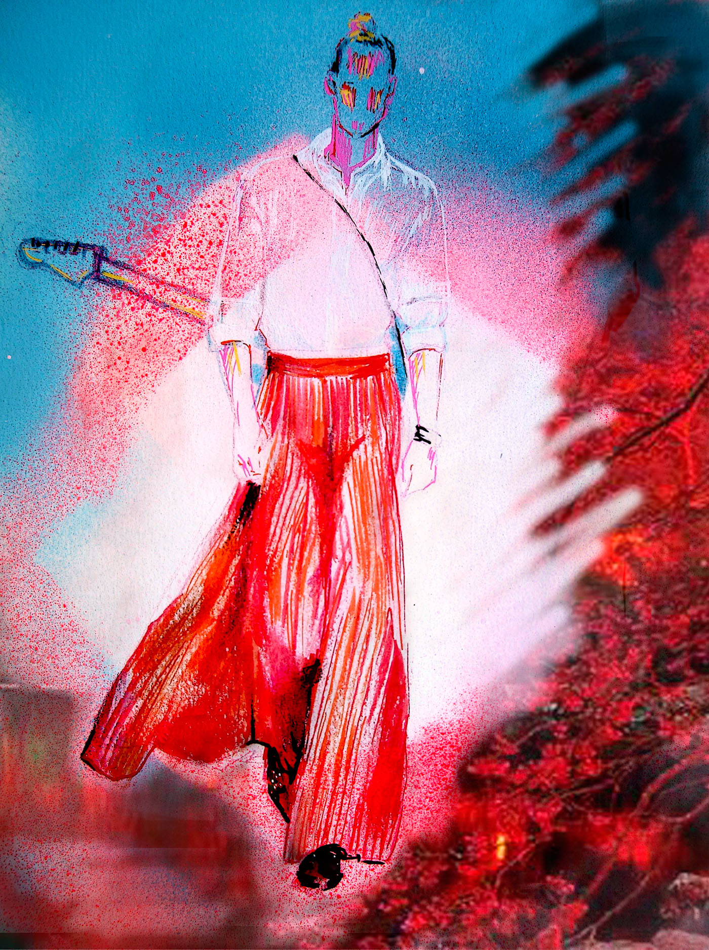 moda masculino pasarela montesinos Ropa dibujo Flamenco samurai kiss