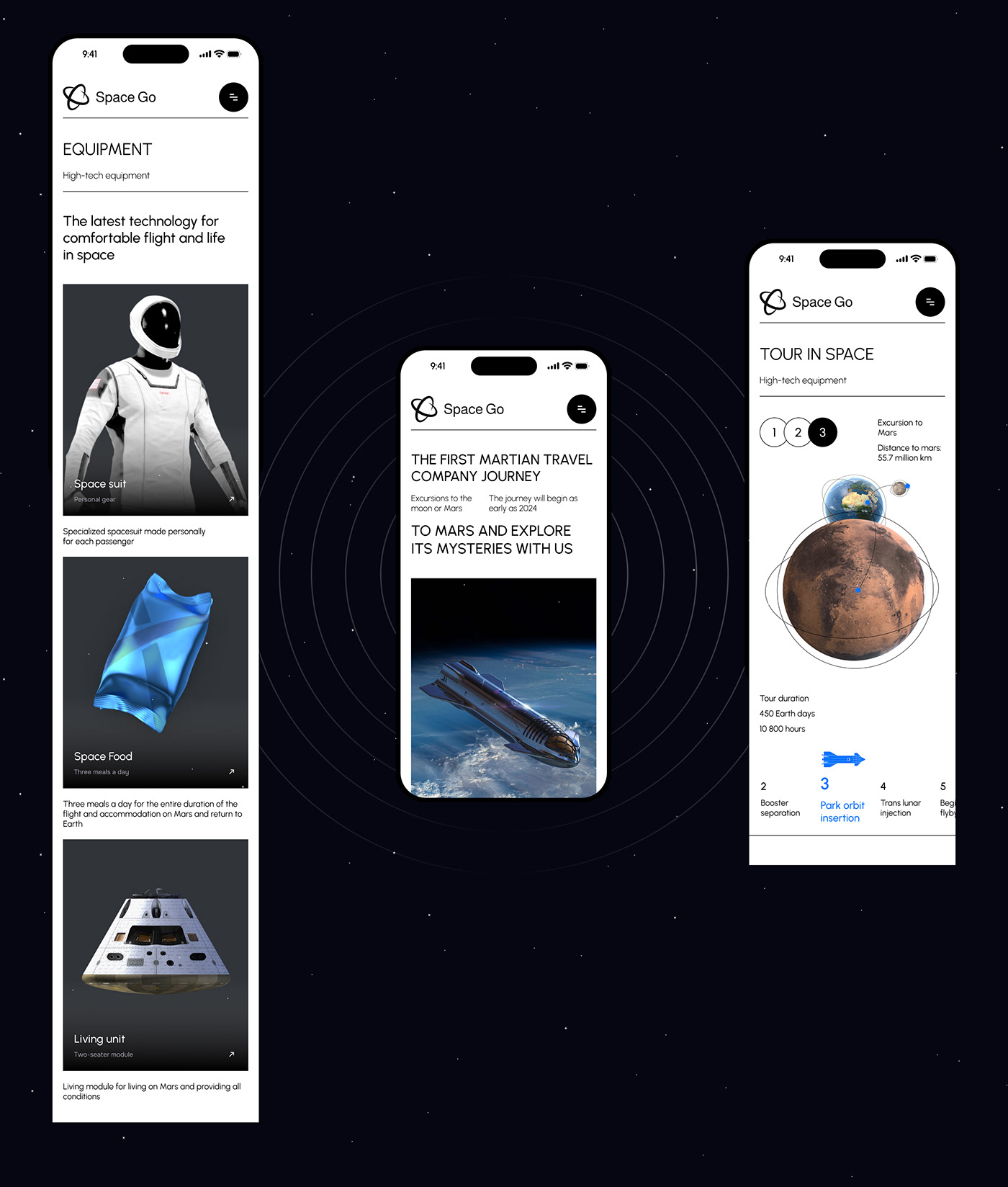 UI/UX Website landing page user interface Figma mars moon concept stars starship