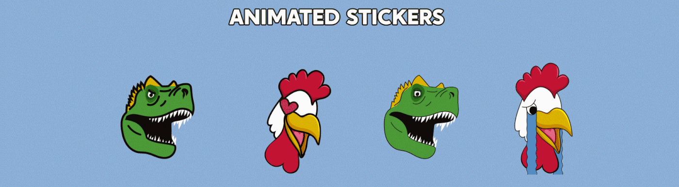 animated stickers dinosaur stickers download stickers free stickers gifs instagram stickers rooster stickers Sticker Design telegram stickers WhatsApp stickers