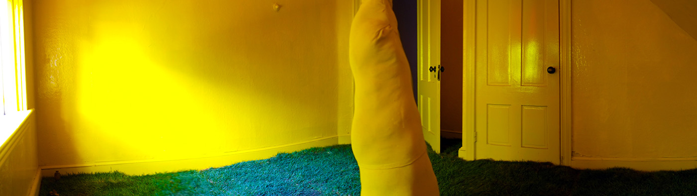 surrealism Sod house yellow soft sculpture organic interactive instalation