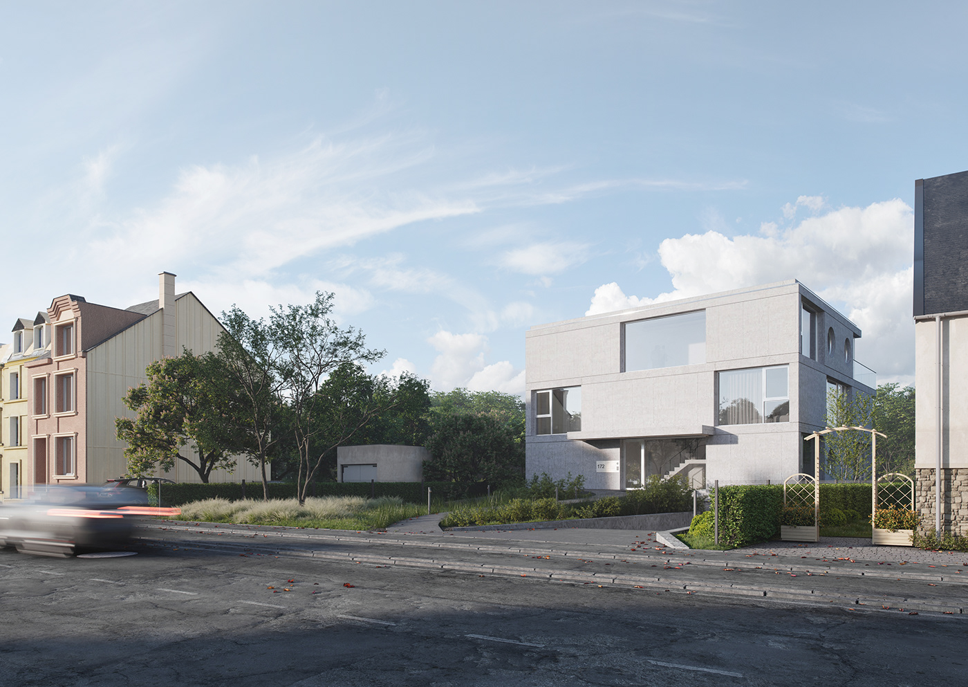 corona renderer vivid vision architecture visualization concrete Minimalism minimalist modern Brutalism housing