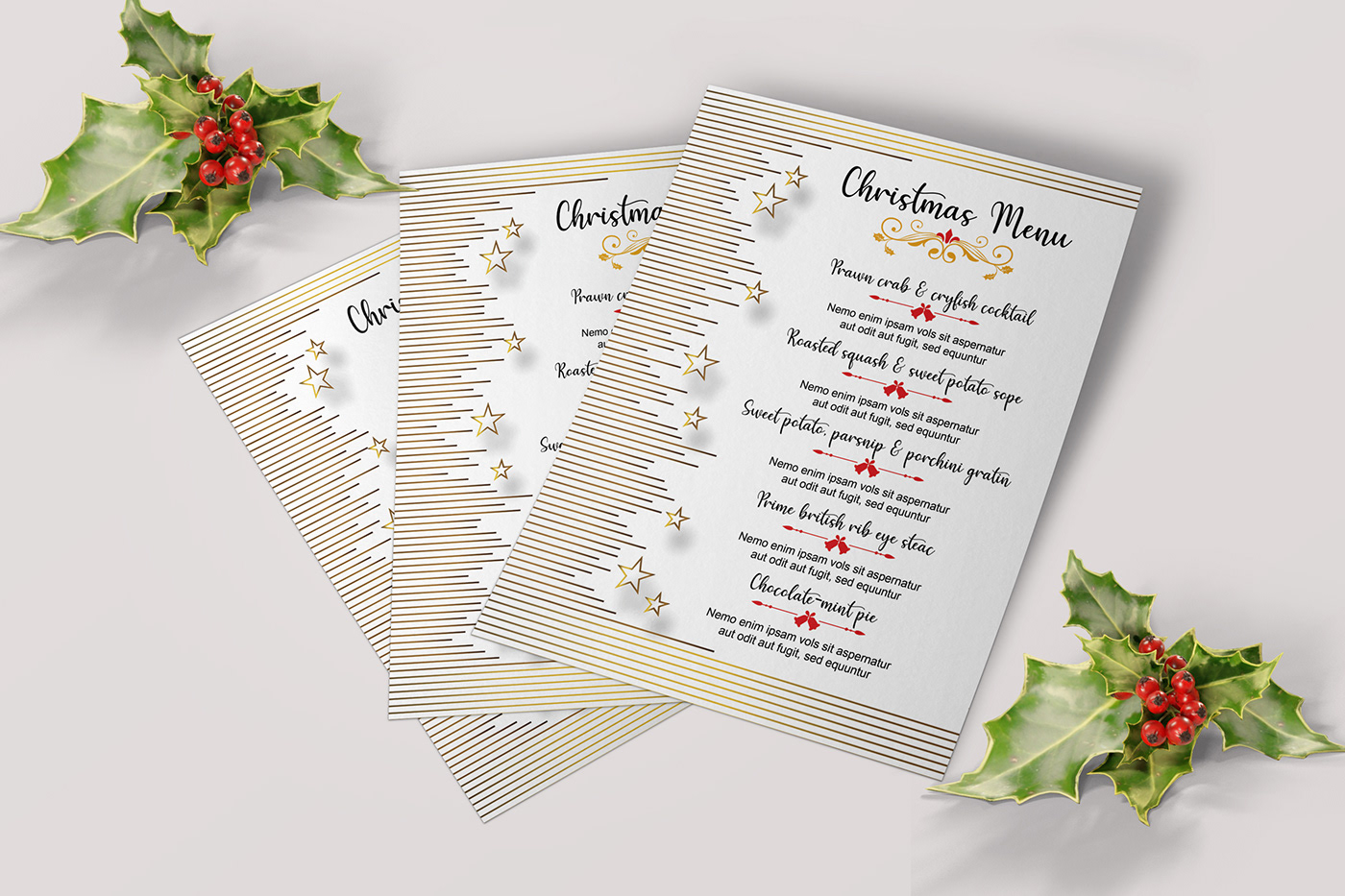 christmas menu template Holiday Party food menu printable template