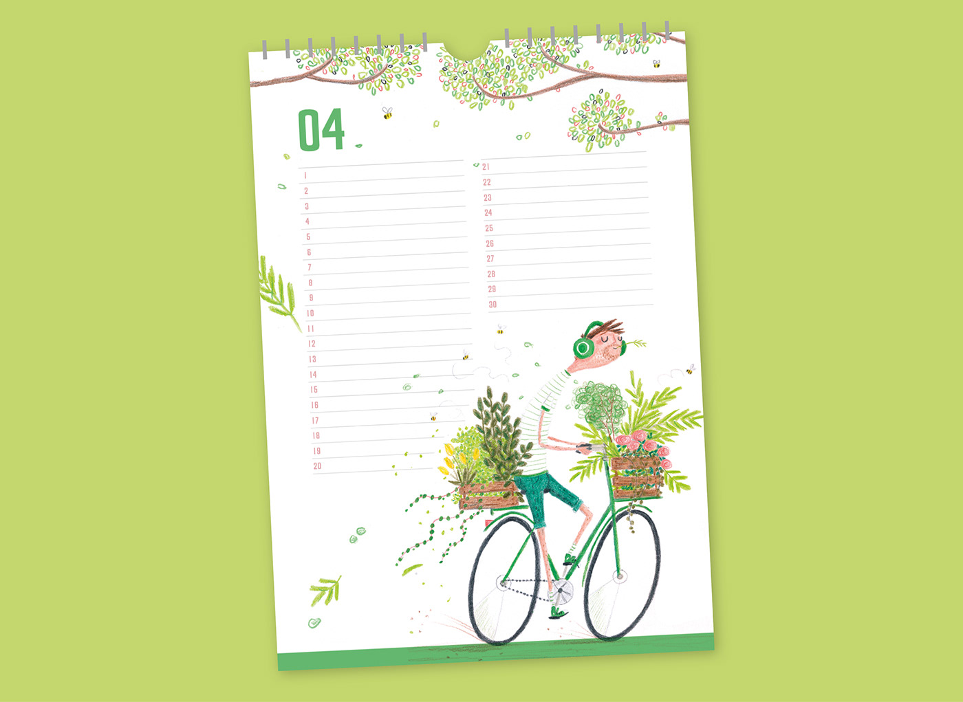amsterdam bicycling bikes biking illustration calendar character illustration cyclists handdrawn Pencil illustration perpetual calendar