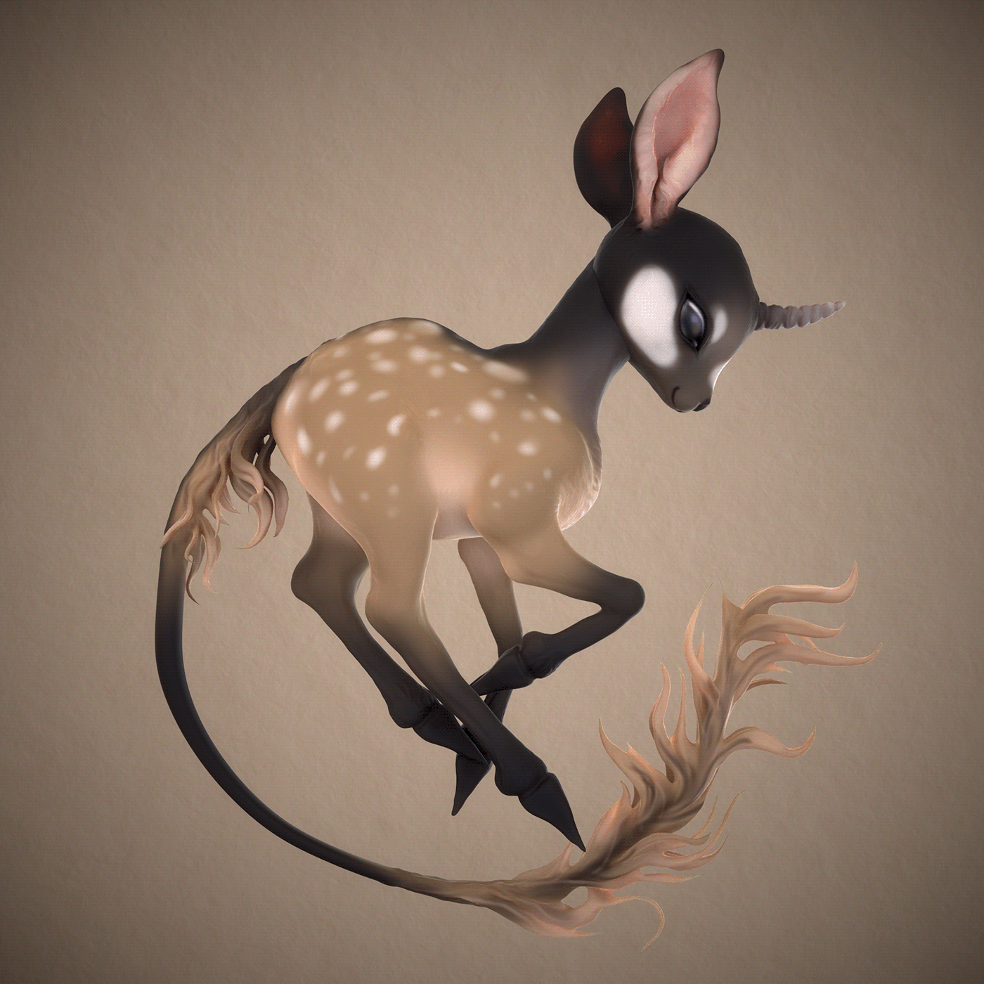 Baby Deer deer 3D sculpture Zbrush fantasy creature animal cute cartoon