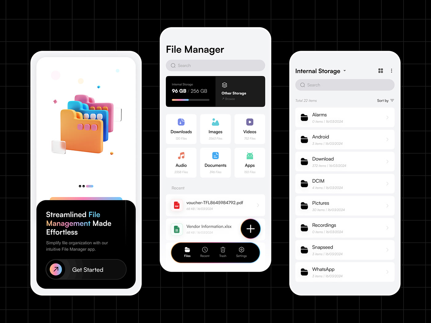 design Files file manager app modern UI ux File Manager App new storage mobile app