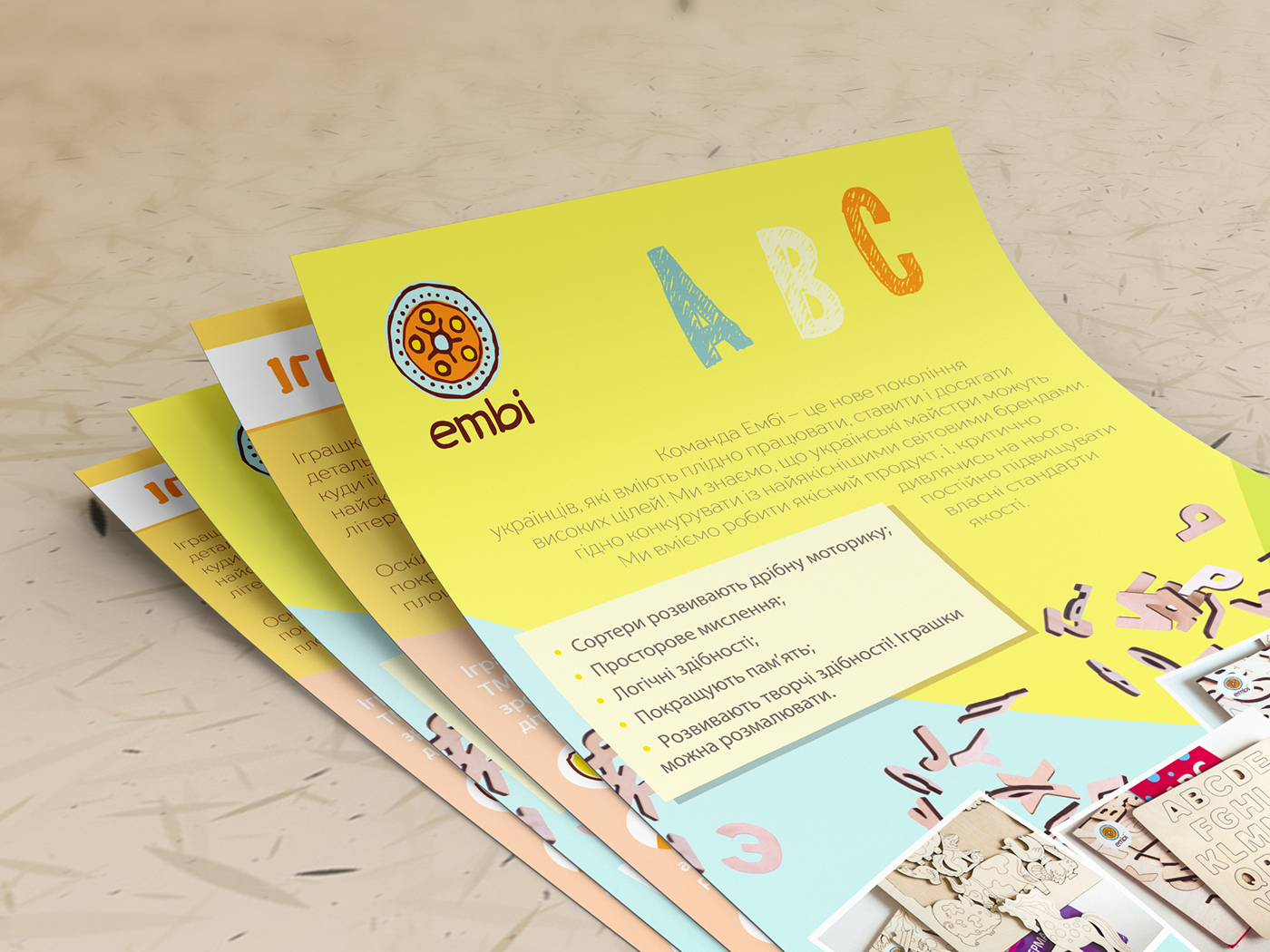 flyer handmade alphabet letter print toy colorful design Mockup Education
