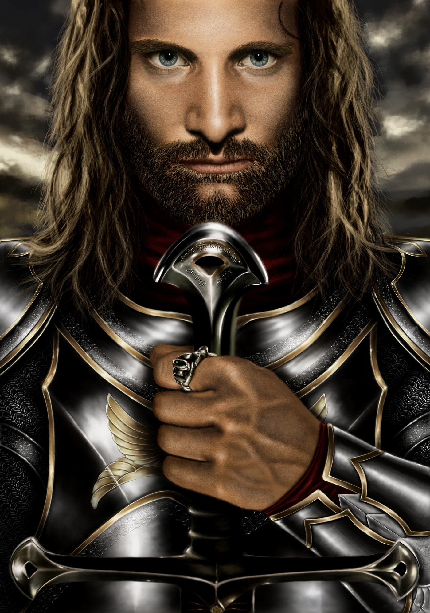 Aragorn Lord of the rings Fan Art digital painting photoshop LOTR portrait