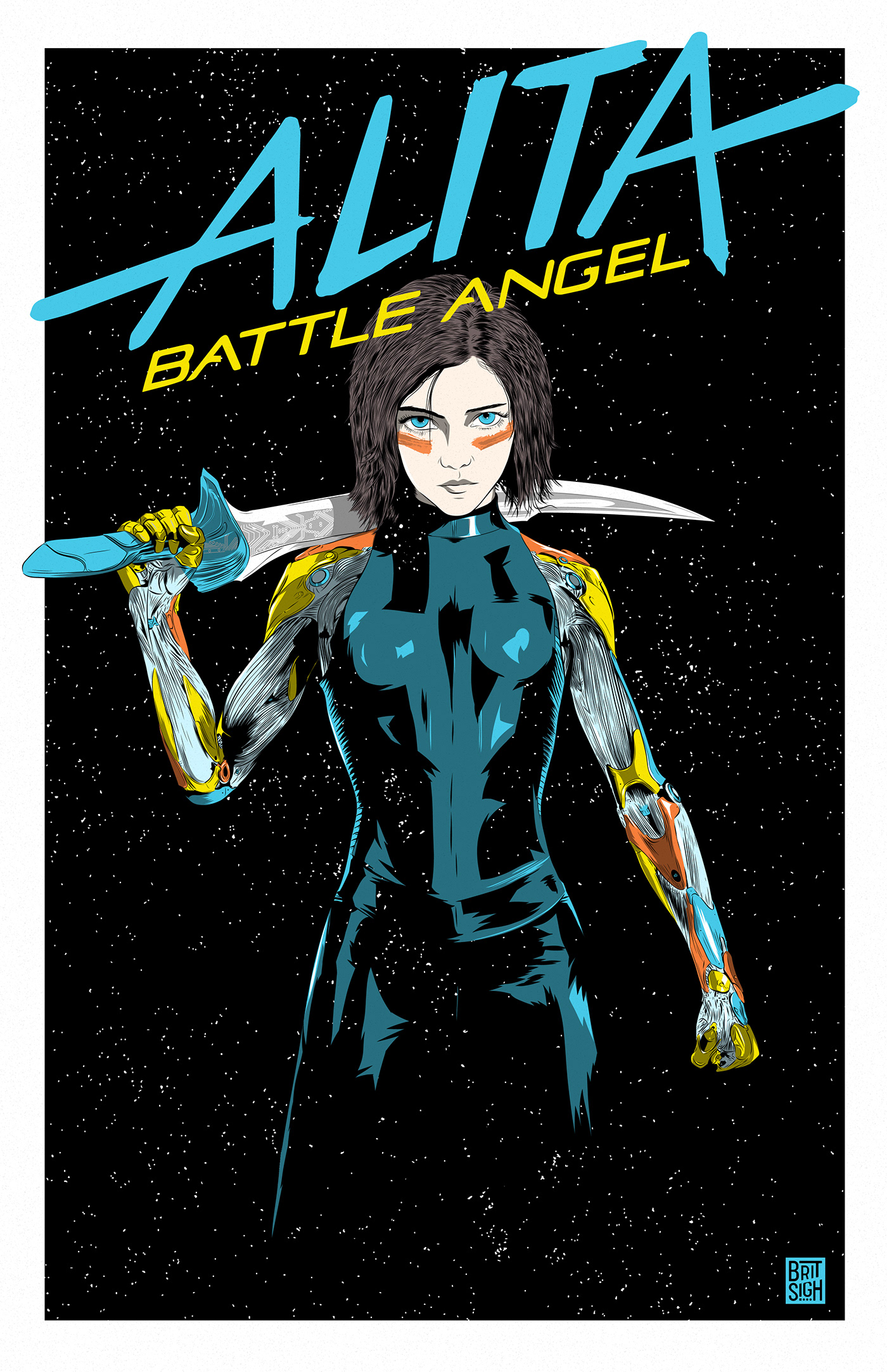 Alita Battle Angel anime movie poster alternative movie poster ILLUSTRATION  adobe draw adobe illustrator sci fi movie movie art