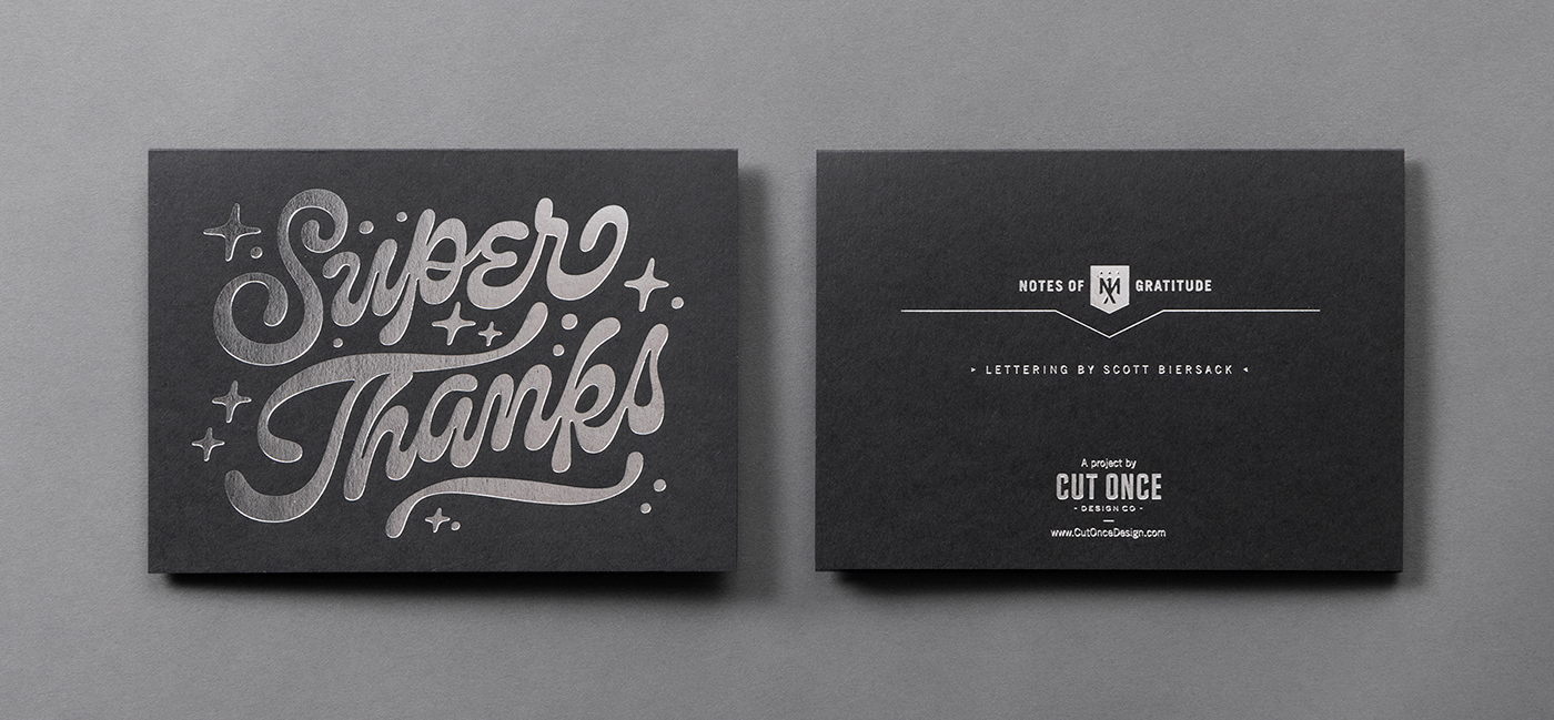 cards Cut Once Cut Once Design design graphic design  HAND LETTERING lettering Notes of Gratitude Thank You Cards typography  