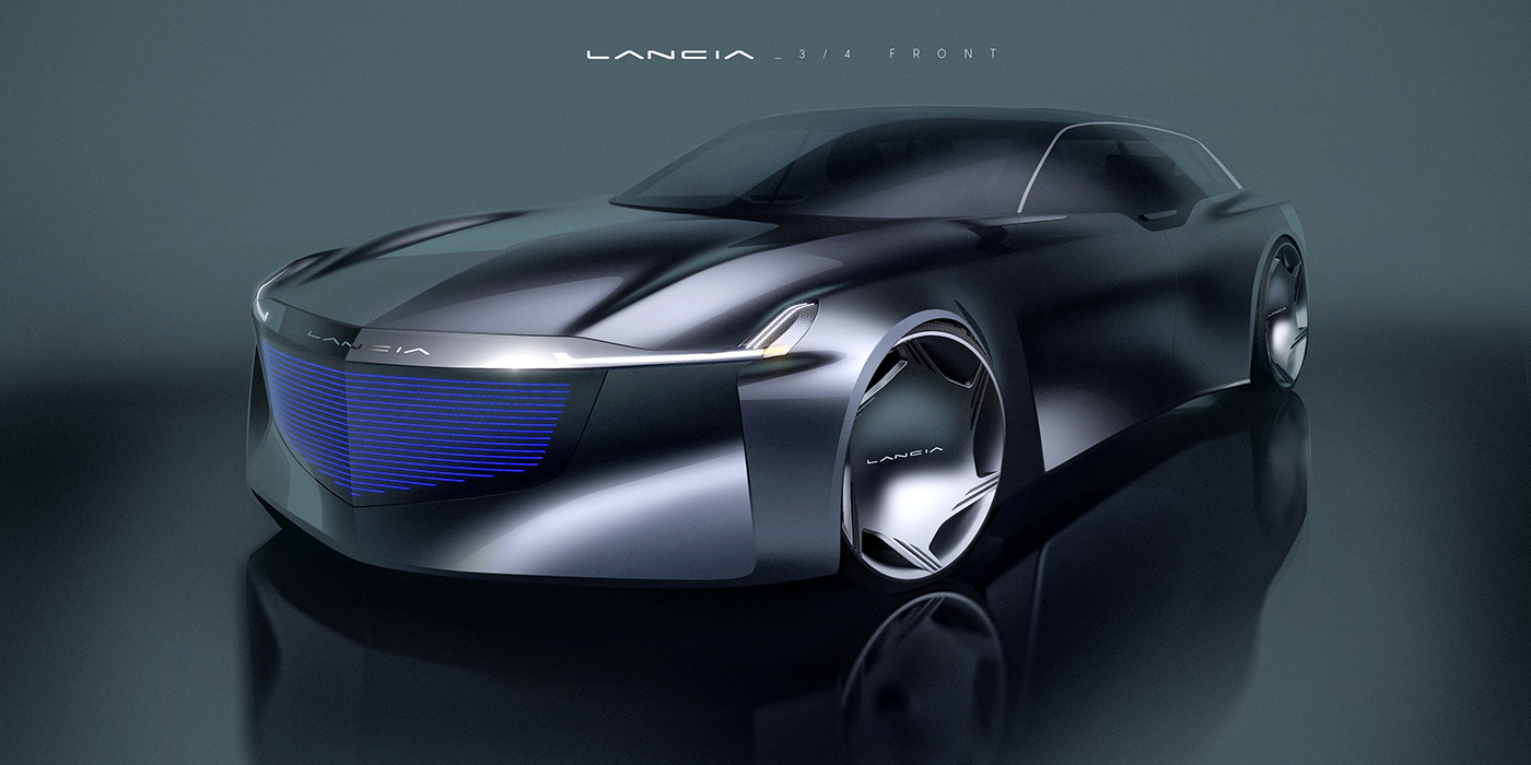 automotive   car design Lancia luxury Project Render sketching transportation flagship