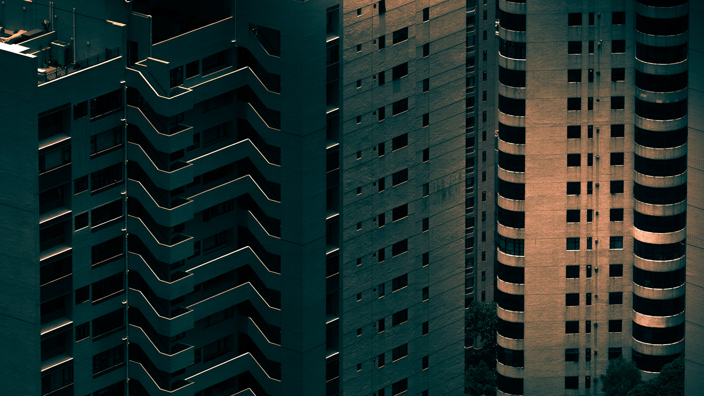 Hong Kong architecture city night Film   kowloon Photography  buildings cyan dark