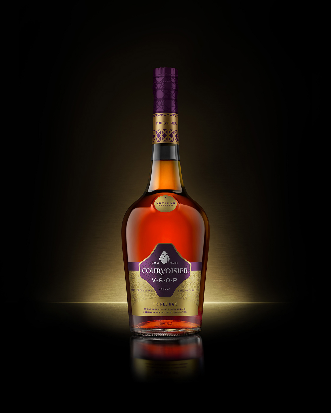 Courvoisier alcohol Packaging 3D Cognac bottle carton retouching  Packshot detail