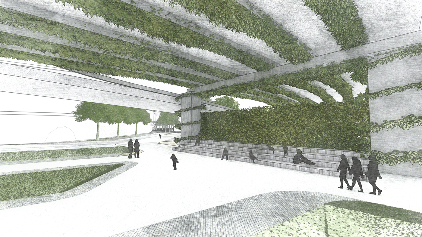 Landscape ramses architecture Innovation hub graduation project startup village monochrome