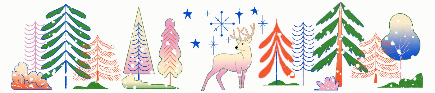 Christmas greeting cards Happy Holidays winter christmas Tree snow deer christmas cards animation  gif