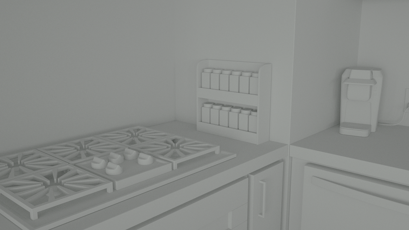 3D interior design  kitchen Maya modeling furniture