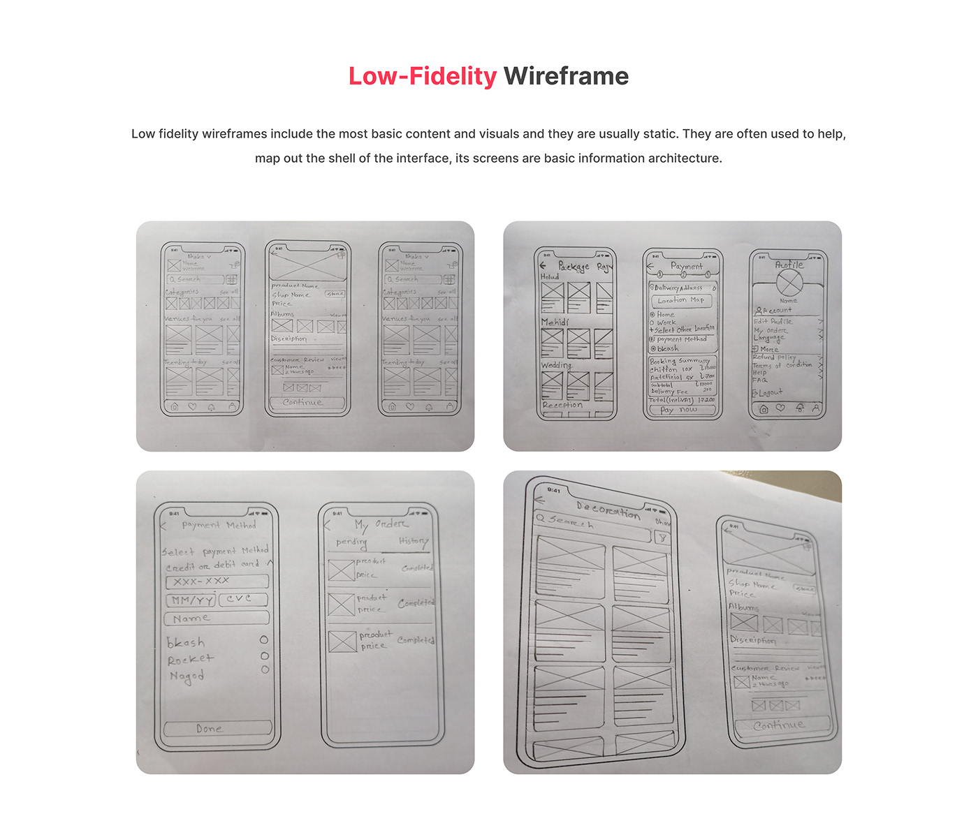 Low Fidelity Wireframe