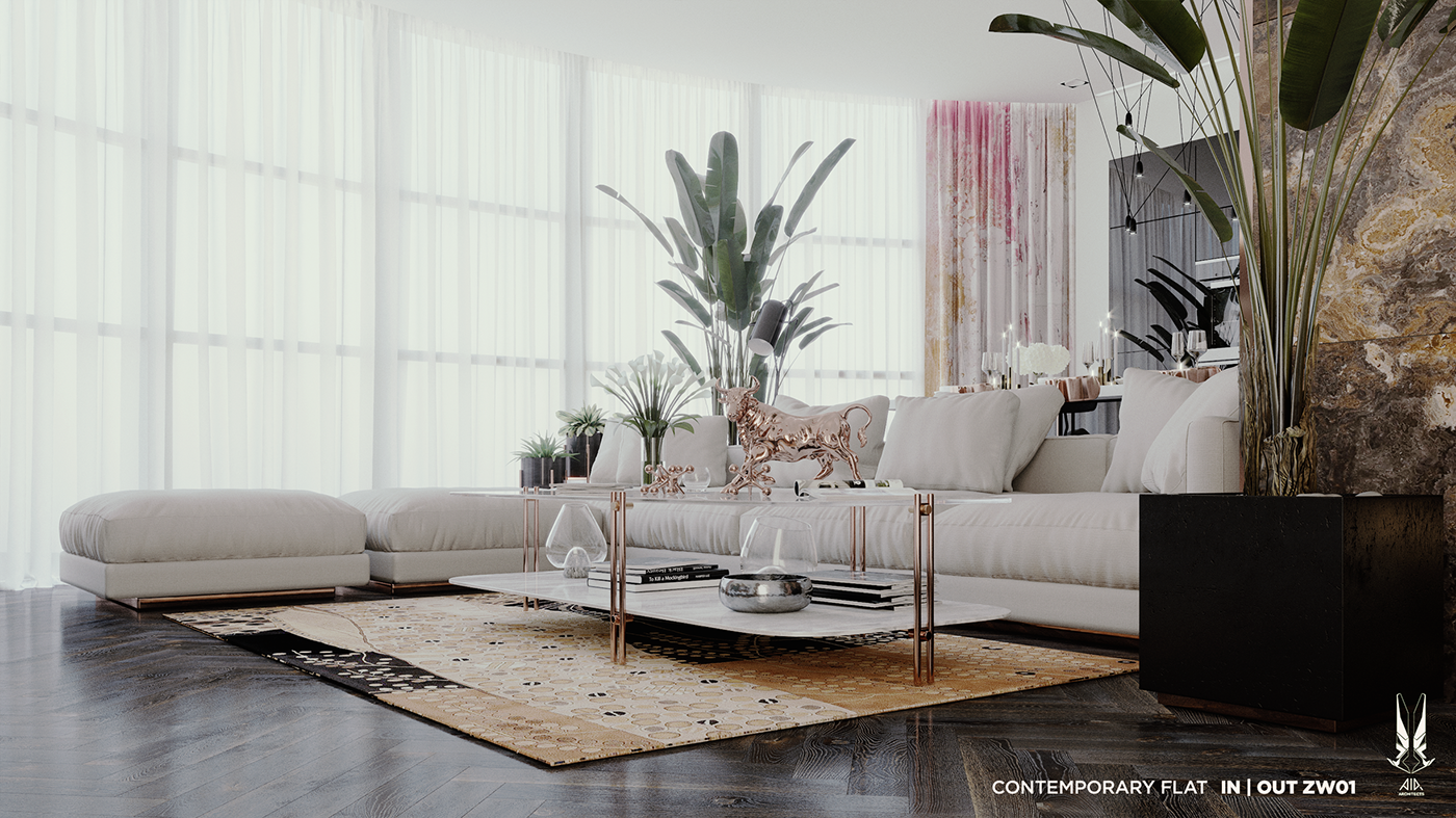 Interior living room kitchen interior design  lounge luxury Creative Design visualization archviz