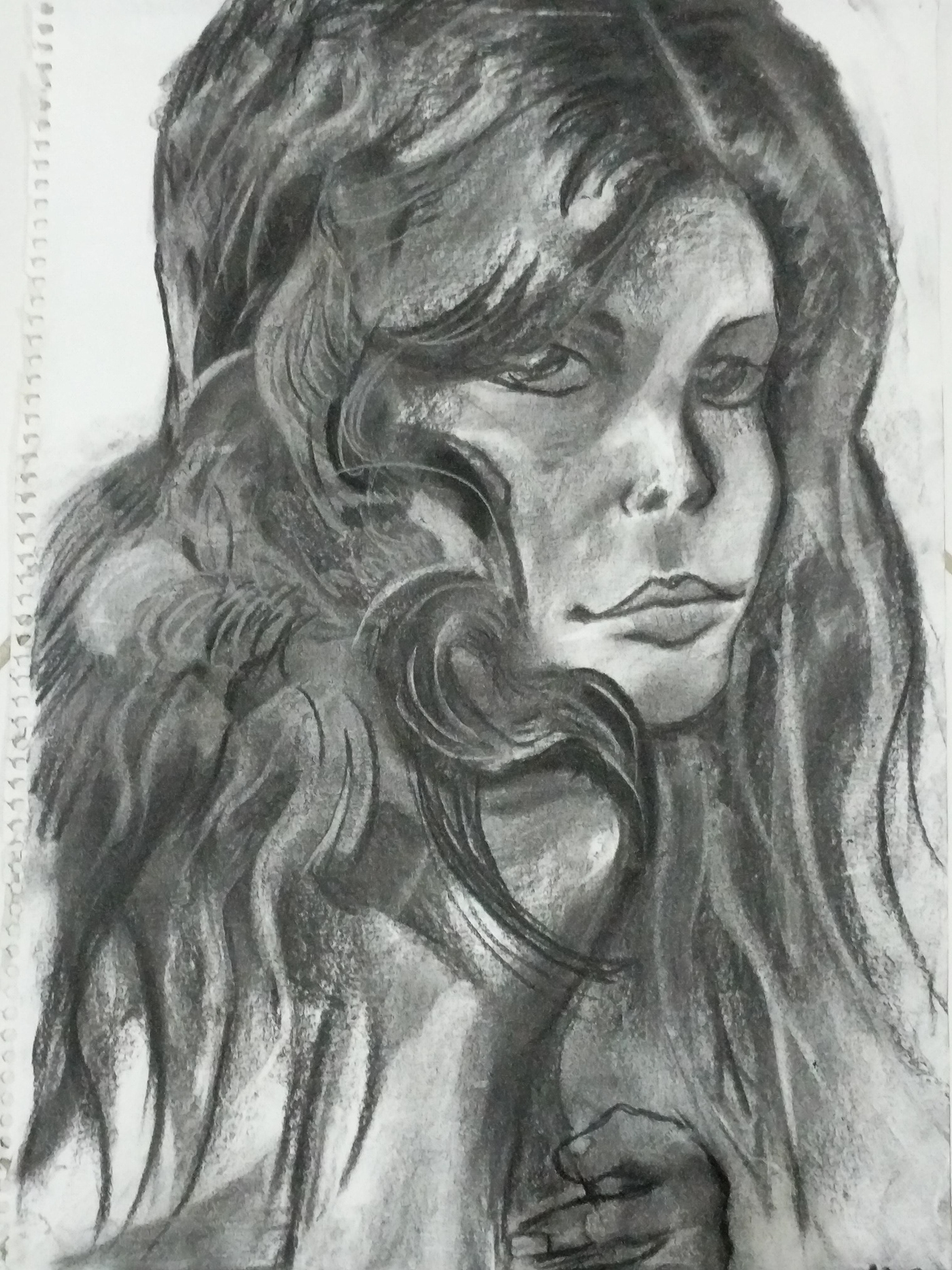 black and white charcoal Drawing  ILLUSTRATION  sketch