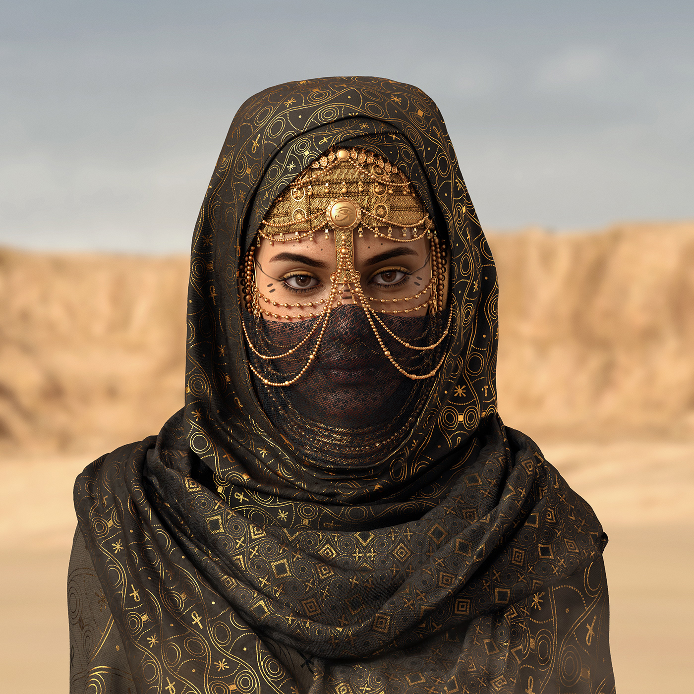 Clothing desert dune Fashion  model portrait tribal