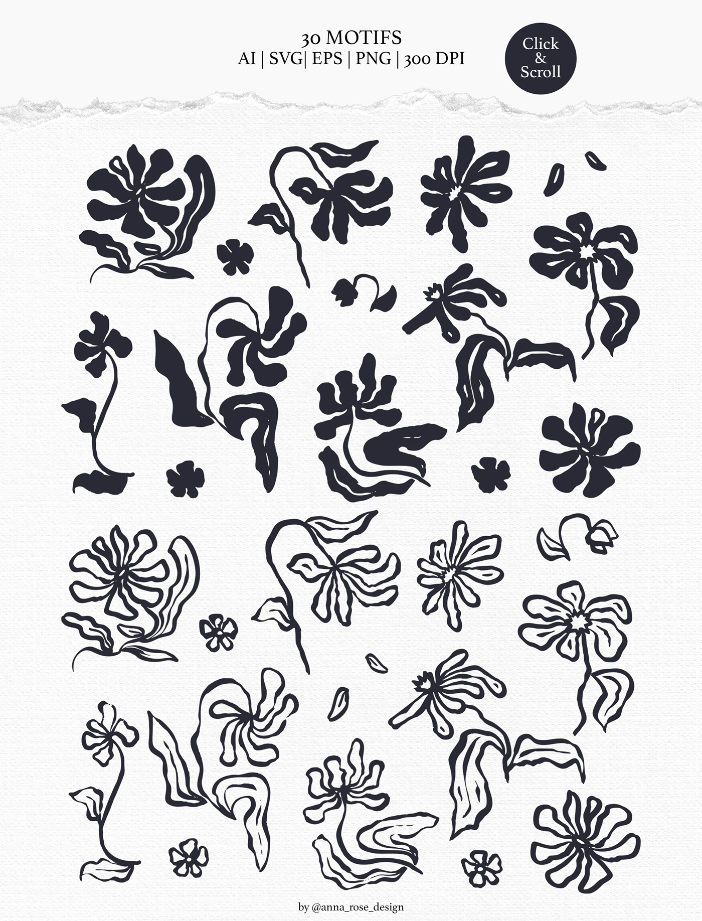 pattern ink drawing black and white ILLUSTRATION  Surface Pattern textile design  seamless pattern floral print vector