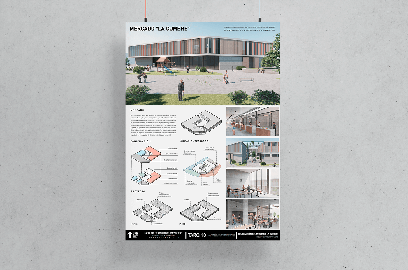 InDesign architecture thesis grafic design diseño gráfico ilustracion Mercado Presentation Board visualization archviz