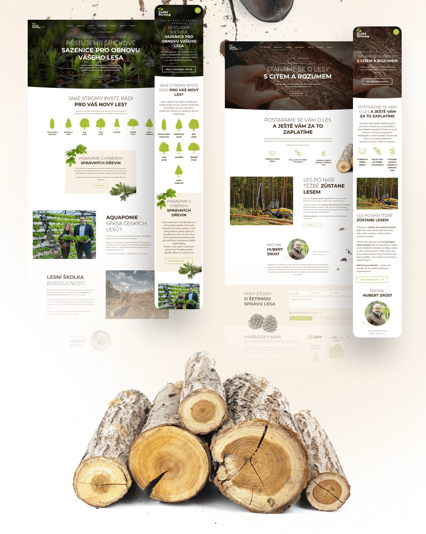 czech forrest Figma mobile trees UI/UX Webdesign Website wooden