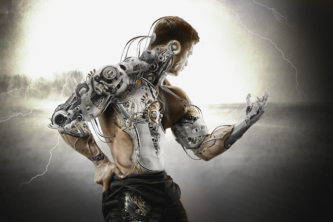 Cyborg,model,metal,art,compositing,lightning,creative,Adobe Photoshop,Art D...