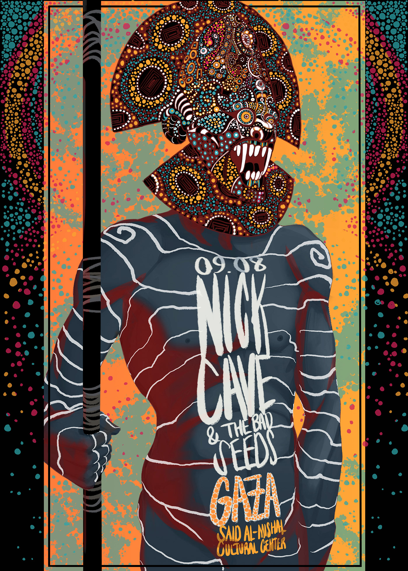 concert poster Concert art nick cave gaza ILLUSTRATION  political israel aboriginal indigenous art Digital Art 