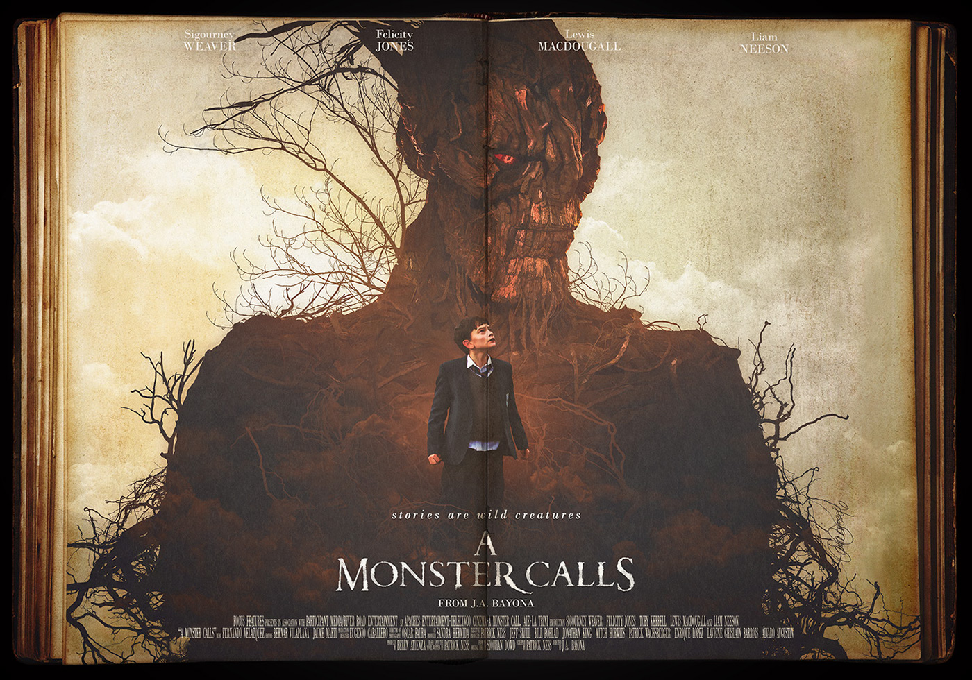 alternative movie poster movie poster film poster A Monster Calls un monstruo viene bayona key art