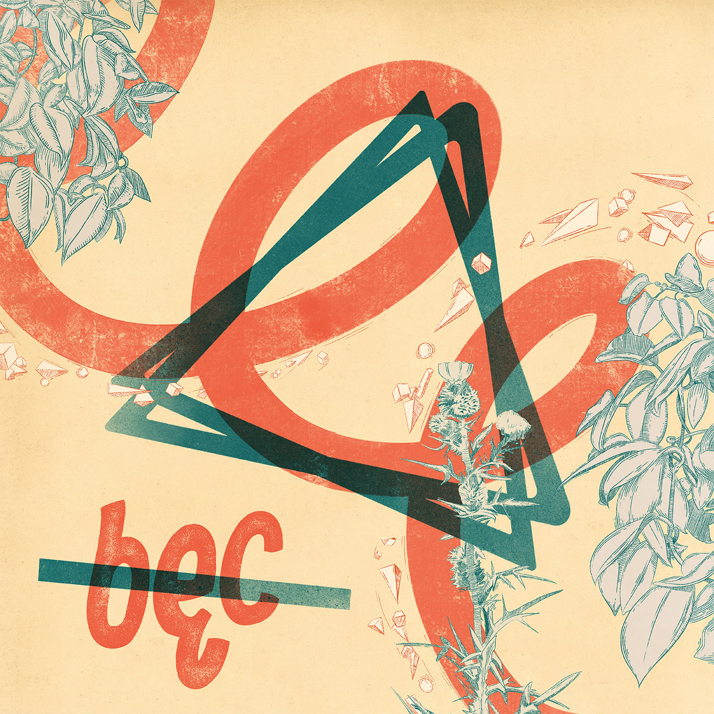 BEC floral geometric leaves triangle typography  