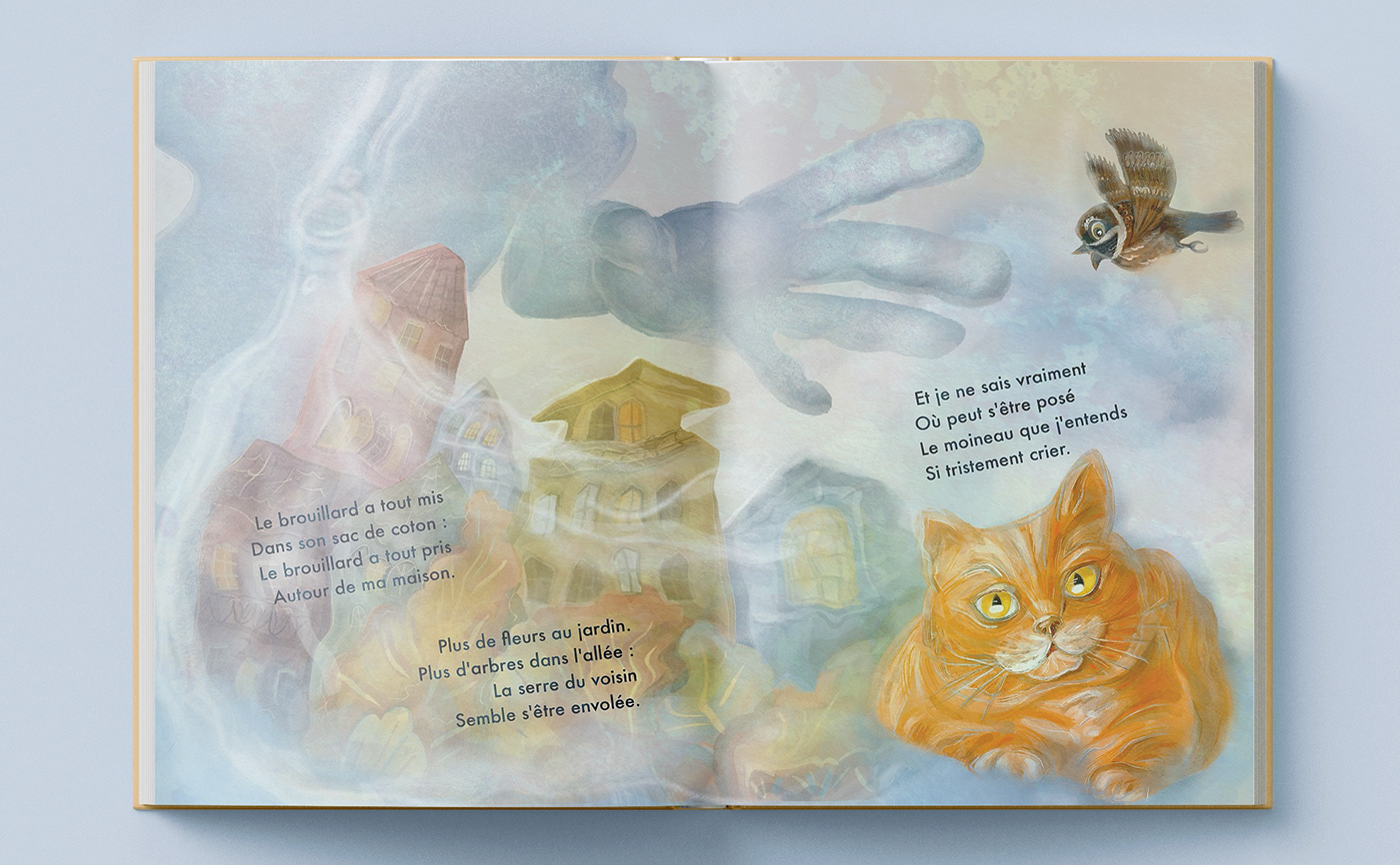 children book ILLUSTRATION  kids Poetry  misty Cat sparrow children’s books foggy