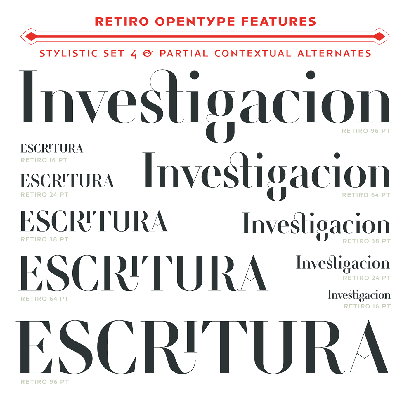 Typofonderie Jean Francois Porchez retiro font Opentype Didot hispanic serif optical size spanish madrid barcelona Display identity
