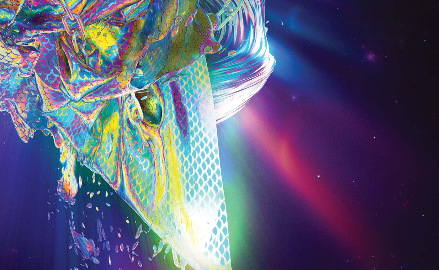 Space  octane crystal chains abstract nebula 3D cinema4d rainbow crazy