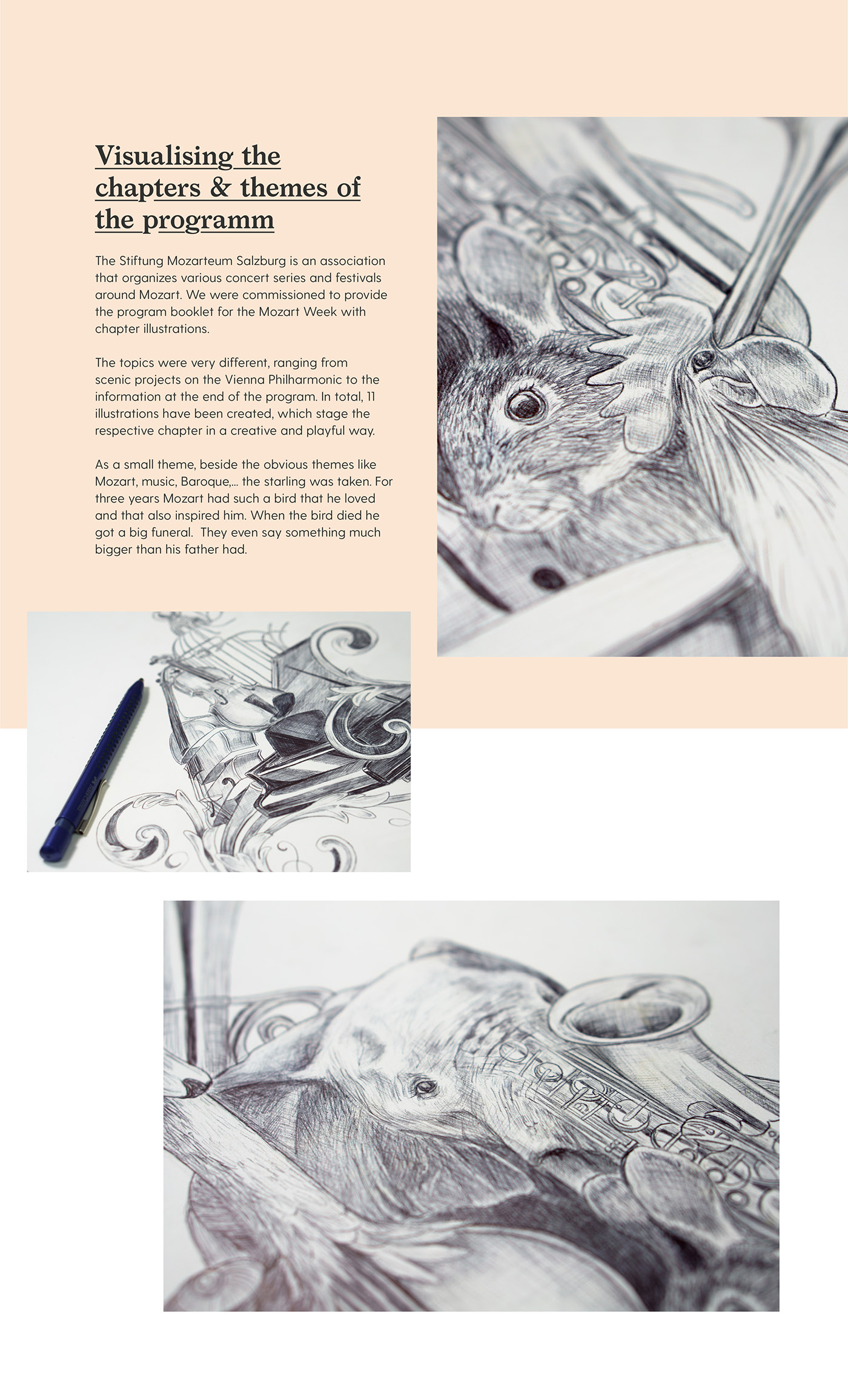 Drawing  ILLUSTRATION  ballpoint pen pen fine art book art mozart Musik Booklet